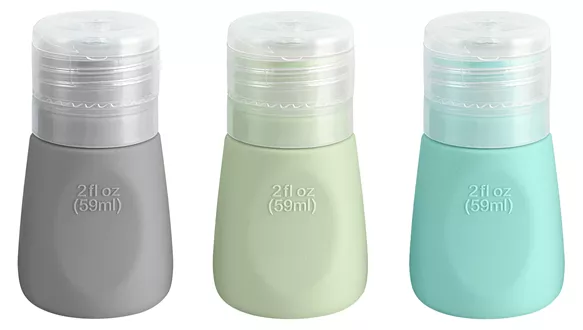 Set de Flacons cosmétiques assortis gris aqua mint