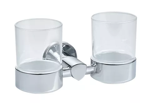 Glass holder double chrome with acrylic tumbler